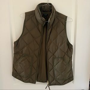J. Crew Army Green quilted puffer vest